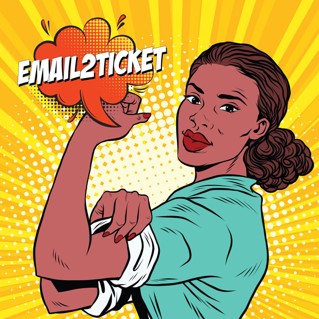 Email2Ticket Rent Manager Outlook and Gmail Service issue integration retro pop art lady