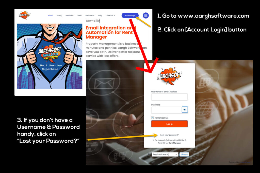 how to log into aargh software